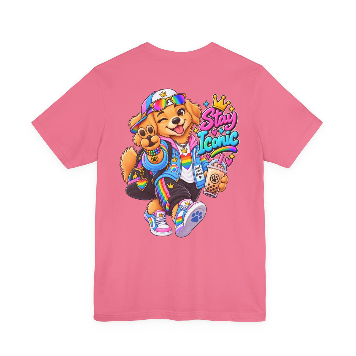 Cute Cartoon Big Personality Dog Tee — Trendy Boba Lover Graphic T-Shirt