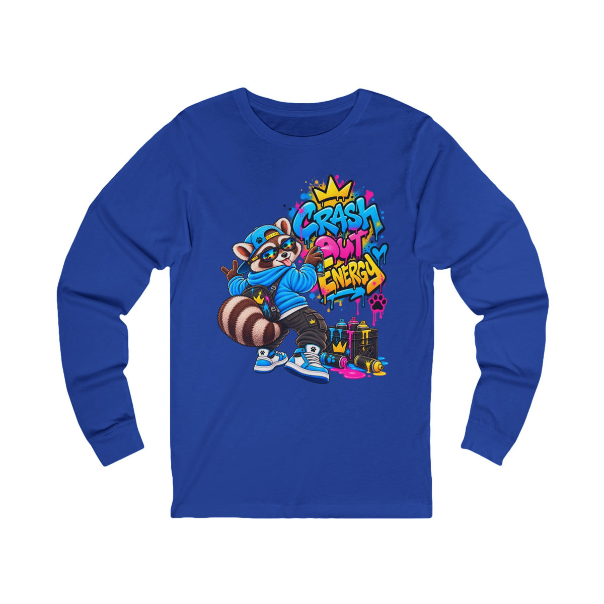 Crash Out Energy Raccoon Long Sleeve Tee